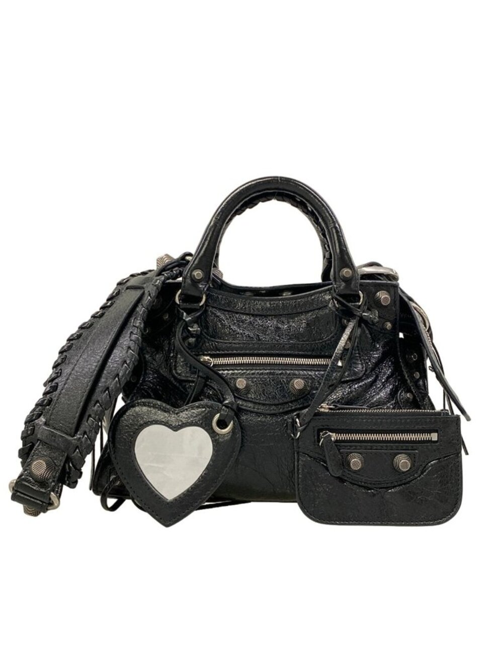 Balenciaga Handbag Neo Cagole XS Black Silver Studs Lambskin